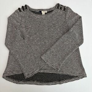Roxy Womens Gray & White Striped Babydoll Sweater Flared‎ Bell Long Sleeve M16